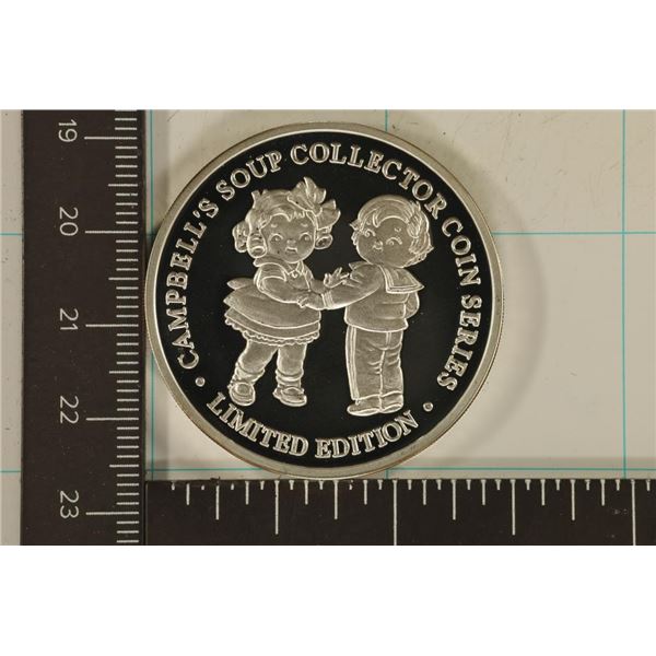 1 TROY OZ .999 FINE SILVER PF CAMPBELLS SOUP ROUND