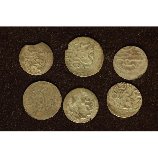 6 SILVER DIME SIZED OTTOMAN EMPIRE PARA COINS: