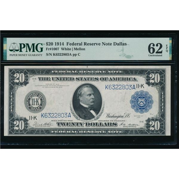 1914 $20 Dallas FRN PMG 62EPQ
