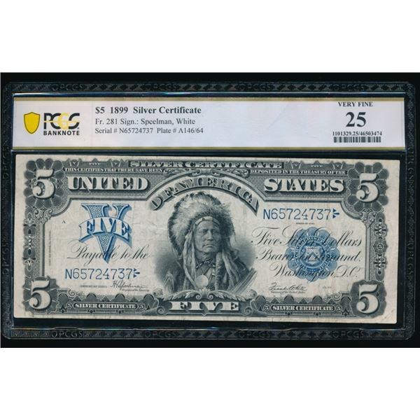 1899 $5 Chief Silver Certificate PCGS 25
