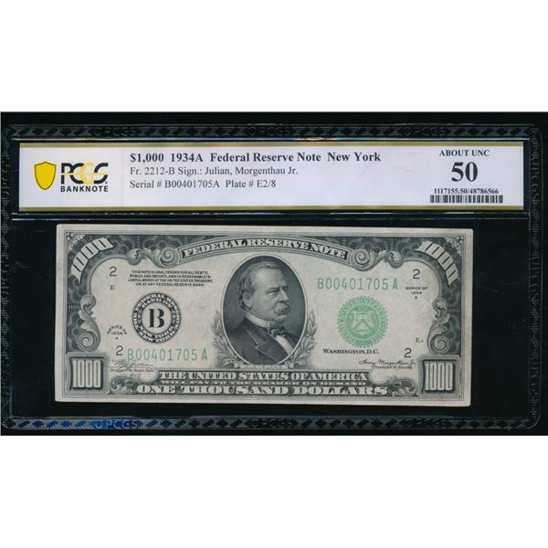 1934A $1000 New York FRN PCGS 50