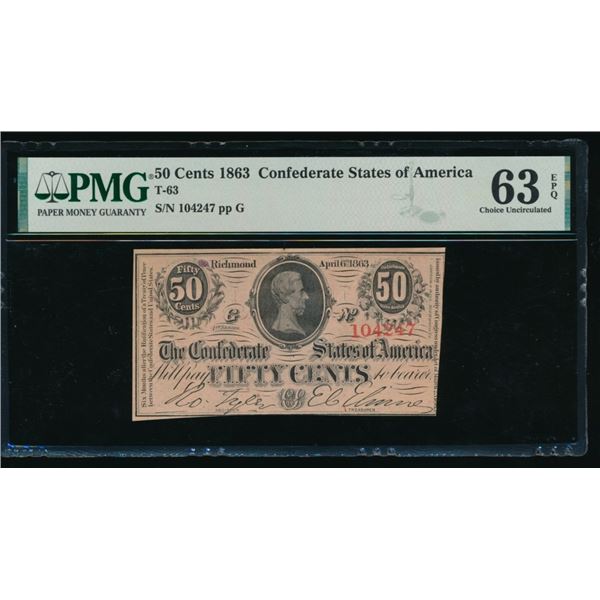 50 Cent 1863 T-63 Confederate PMG 63EPQ