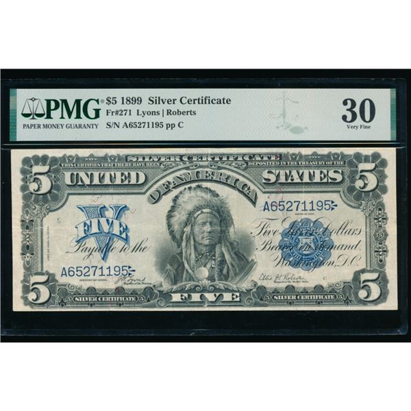 1899 $5 Chief Silver Certificate PMG 30
