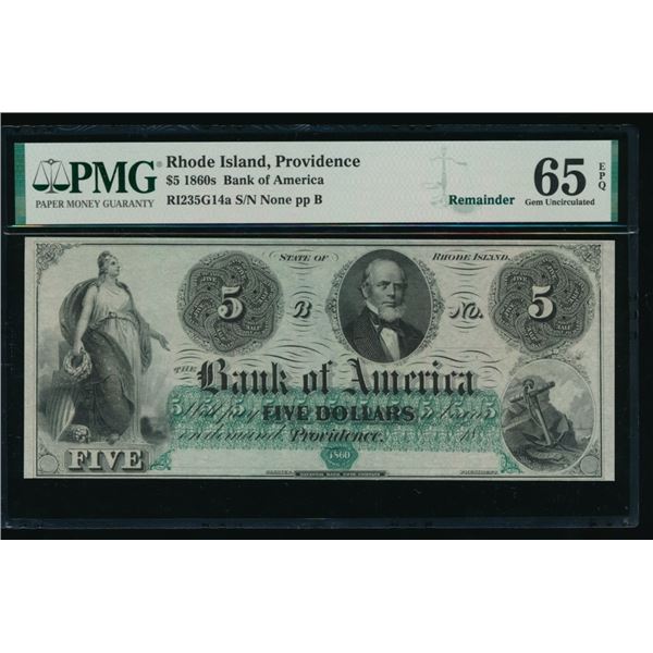 1860's $5 Providence RI Obsolete PMG 65EPQ