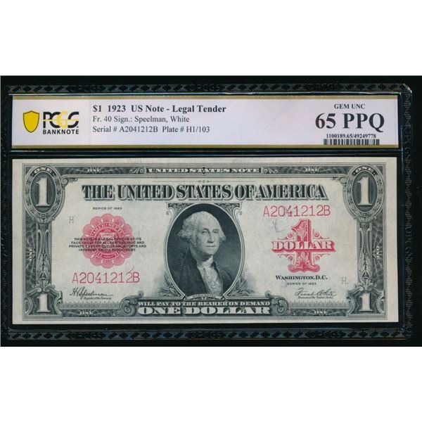 1923 $1 Legal Tender Note PCGS 65PPQ