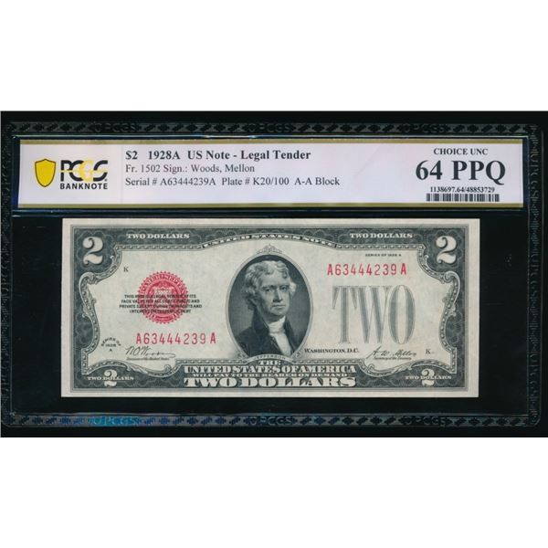 1928A $2 Legal Tender Note PCGS 64PPQ