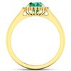 Image 4 : 14KT Yellow Gold 1ct Zambian Emerald and Diamond Ring