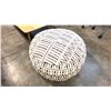 Image 1 : BROWN/WHITE PATTERN ARTICLE POUF D32" X W32" X H16"