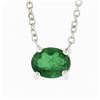 Image 2 : NEW 14K White Gold.43 ctw Oval Sideways Emerald Petite Solitaire Pendant Necklac