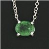 Image 3 : NEW 14K White Gold.43 ctw Oval Sideways Emerald Petite Solitaire Pendant Necklac