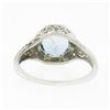 Image 6 : Vintage 14K White Gold 1.32 ctw Round Aquamarine Solitaire Open Filigree Work Ri