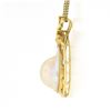 Image 5 : 14K Gold 19.6mm Mabe Pearl & Bezel Diamond Elk Button Pendant & 18" Curb Chain