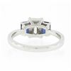 Image 7 : New Platinum 1.71 ctw GIA Emerald Cut Diamond & Sapphire 3 Stone Engagement Ring