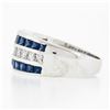 Image 6 : 18k White Gold 3.20 ctw Square Princess Diamond & Sapphire Channel Wide Band Rin