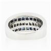 Image 7 : 18k White Gold 3.20 ctw Square Princess Diamond & Sapphire Channel Wide Band Rin