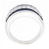 Image 8 : 18k White Gold 3.20 ctw Square Princess Diamond & Sapphire Channel Wide Band Rin