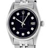 Image 1 : Rolex Mens 36MM Stainless Black Diamond Datejust Wristwatch