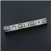 Image 6 : Antique Art Deco 14k White Gold Aquamarine Diamond Open Filigree Bar Pin Brooch