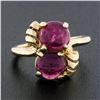 Image 2 : Vintage 14k Gold 3.50 ctw Round Cabochon Purple Pink Tourmaline Open Work Bow Ri