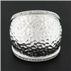 Image 2 : 14K White Gold 0.39 ctw Hammered Finish w/ Diamond Sides Wide Dome Bombe Band Ri
