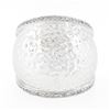 Image 4 : 14K White Gold 0.39 ctw Hammered Finish w/ Diamond Sides Wide Dome Bombe Band Ri
