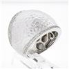 Image 9 : 14K White Gold 0.39 ctw Hammered Finish w/ Diamond Sides Wide Dome Bombe Band Ri