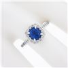 Image 3 : NEW Platinum 1.89 ctw GIA NO HEAT Cushion Blue Spinel Brilliant Diamond Halo Rin