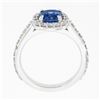 Image 8 : NEW Platinum 1.89 ctw GIA NO HEAT Cushion Blue Spinel Brilliant Diamond Halo Rin