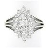 Image 1 : Vintage 14K White Gold 1.35 ctw Prong Diamond Marquise Navette Tiered Cluster Ri