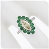 Image 3 : Platinum 2.30 ctw Marquise Light Yellow Diamond w/ Vivid Round Emerald Halo Ring