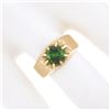 Image 3 : Unisex Vintage 14k Gold 0.85 ctw Green Tourmaline Solitaire Gypsy Belcher Ring
