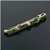 Image 3 : Antique Victorian 14K Gold Safety Pin w/ Green & White Enamel & Pearl Accents