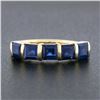 Image 2 : 18k Yellow Gold 1.75 ctw Square Step Cut Sapphire Bar Channel 5 Stone Band Ring