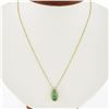 Image 1 : 18K Gold 2.15 ctw Elongated Pear Emerald w/ Diamond Halo Teardrop Pendant Neckla