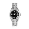 Image 2 : Rolex Ladies Stainless Steel Black Diamond Dial Fluted Bezel Date Watch