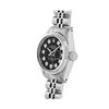 Image 3 : Rolex Ladies Stainless Steel Black Diamond Dial Fluted Bezel Date Watch