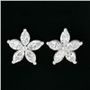Image 2 : NEW Platinum 1.04 ctw Marquise Cut Prong Diamond Cluster Flower Stud Earrings