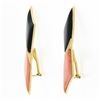 Image 4 : Vintage 18k Gold Large Black Onyx & Coral w/ Diamond Ribbon Bow Climber Earrings