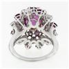 Image 9 : Vintage Platinum 6.90 ctw GIA Oval Pink Ceylon Sapphire Round Diamond Swirl Ring