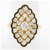 Image 1 : Vintage 14k Yellow Gold 1.12 ctw Round Diamond Black Enamel Navette Marquise Rin