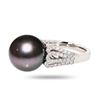 Image 2 : 13.50mm Black-Gray South Sea Pearl and 0.65 ctw Diamond Platinum Ring