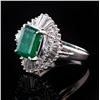 Image 2 : 2.50 ctw Emerald and 1.04 ctw Diamond Platinum Ring