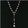 Image 5 : 14K Yellow Gold 3.7-6.3mm Cultured Pearl Dangle Drop Adjustable Chain Necklace