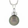 Image 2 : 14K White Gold 9.18mm Tahitian Gray Pearl & Diamond Pendant & 17" Chain Necklace