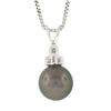 Image 5 : 14K White Gold 9.18mm Tahitian Gray Pearl & Diamond Pendant & 17" Chain Necklace