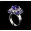 Image 4 : 14KT White Gold 4.93 ctw Tanzanite, Sapphire and Diamond Ring