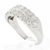 Image 9 : Vintage Platinum 1.0 ctw Dual Row Fishtail Pave Diamond Stack Wedding Band Ring