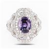Image 2 : 2.18 ctw UNHEATED Pinkish Purple and 1.29 ctw Diamond Platinum Ring (GIA CERTIFI