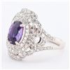 Image 3 : 2.18 ctw UNHEATED Pinkish Purple and 1.29 ctw Diamond Platinum Ring (GIA CERTIFI