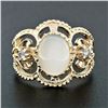 Image 2 : Vintage 14k Yellow Gold Oval Cat's Eye Moonstone & .14 ctw Diamond Cigar Band Ri
